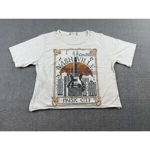 Altar'd State Crop‎ T Shirt Women XS White Nashville Music City Graphic USA Made